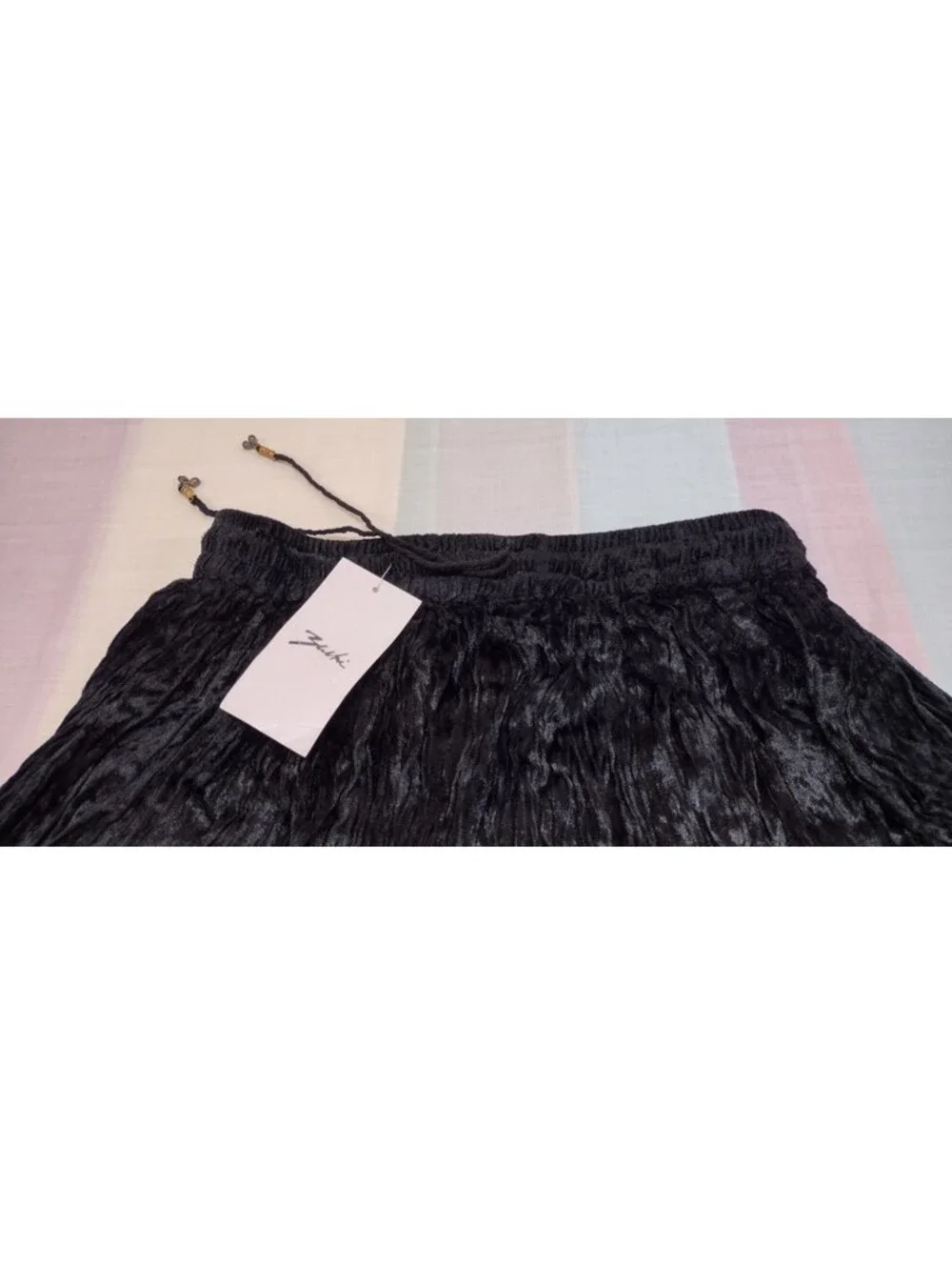 Vintage Authentic New Wave Goth Black Velvet Crush Skirt Witchy Broomstick M NEW